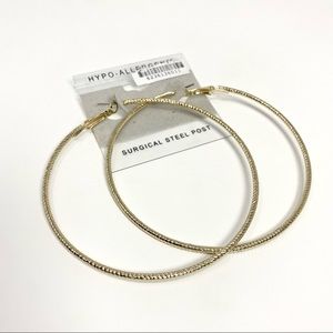 NWT Hoop Earrings 3” Hypoallergenic Surgical Steel Post